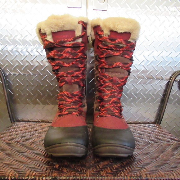 MERRELL WINTERBELLE PEAK MAHOGANY WATERPROOF WINTER BOOT! WOMEN'S SIZE 8.5 - Picture 2 of 10